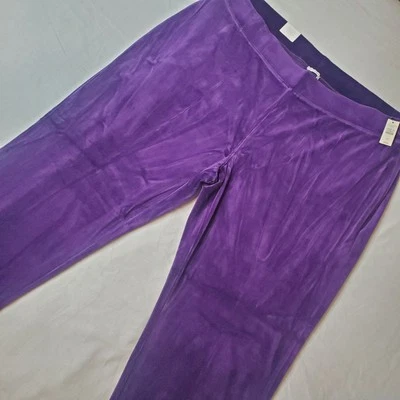 Talbots Womens Size 3X NWT Velour Pull On Ankle Pants Straight Leg Purple - Image 1 of 4