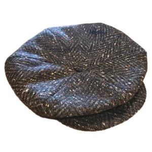NEU Herren Donegal Tweed 8 Stück Kappe Zeitungsjungenmütze Hergestellt in Irland Anthrazit Medium - Bild 1 von 10
