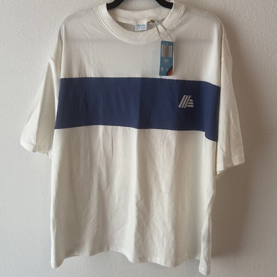 ALDI Gear Unisex White Color Block T-Shirt Short Sleeve Large (42"-44") 2025