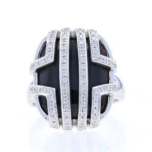 Di Modolo Favola Onyx & Diamond Ring - White Gold 18k .72ctw Geometric - Picture 1 of 10