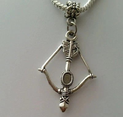 Large Bow & Arrow Archery Hunting Focal Dangle Bead for European Charm Bracelet  - Image 1 of 3