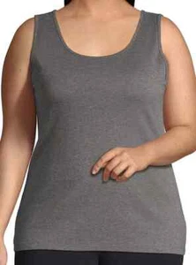 Lands' End Size 2X Solid Charcoal Gray tank, 100% cotton, scoop neck NWT - Picture 1 of 2