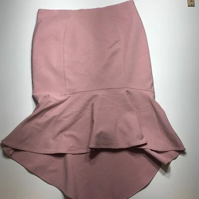 New York & Company Light Pink Long Fishtail Asymmetrical Occasions Skirt Sz 12 - Image 1 of 4