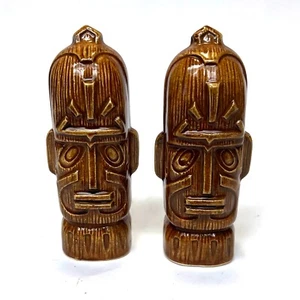 Vintage Otagiri Tiki Salt and Pepper Shaker Set Brown - Picture 1 of 8
