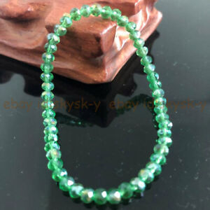 3x4mm Faceted Multicolor Rhinestone Crystal Rondelle Beads Elastic Bracelet 7.5"