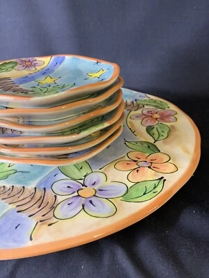 Juego de Platos Julia Junkin Plato de Playa Tropical Platos Pequeños Pintados a Mano 7 piezas Foto 1 de 4