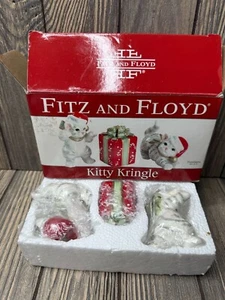 Set di 3 statuine natalizie vintage Fitz e Floyd Kitty Kringle - Foto 1 di 7