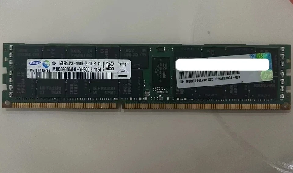 SAMSUNG 16GB DDR3 1333 Server LRDIMM RAM 2Rx4 PC3L-10600R M393B2G70AH0-YH9 240p - Image 1 of 1