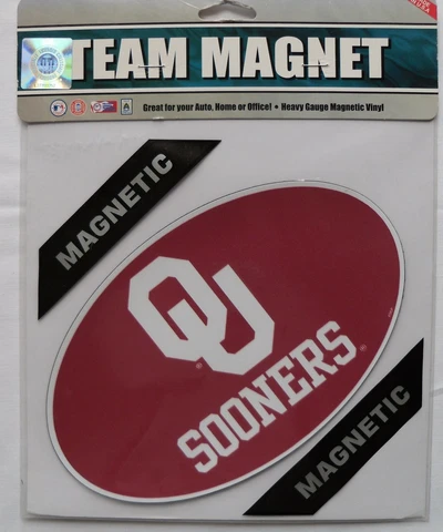 NCAA Oklahoma Sooners Magnet 8" Wide Oval Heavy Gauge Magnetic Vinyl Cover