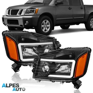 2X LED DRL Headlights w/ Amber Reflector For 2004-15 Nissan Titan 2004-07 Armada - Picture 1 of 13