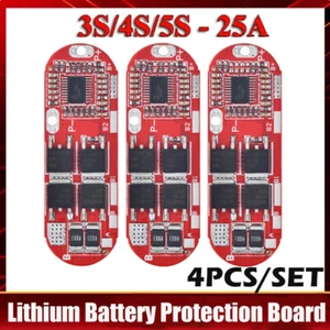 4PC 3S 4S 5S BMS 25A 18650 Lithium Battery Protection Circuit Charging Board NEW - Picture 1 of 18