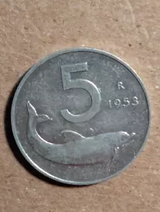 1953 Italy 5 Lire - Picture 1 of 4
