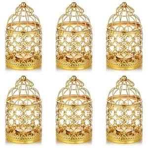 6 Pcs Small Metal Tealight Hanging Birdcage Lantern, Vintage Decorative Cente... - Picture 1 of 9