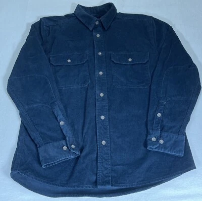 LINE OF TRADE Shirt Mens Large Navy Blue Corduroy Button Up Work Heavyweight - Image 1 of 4