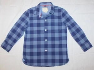 Boys BODEN blue plaid long sleeve button up shirt Size 5/6 - Picture 1 of 1
