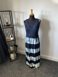 Gorgeous Fat Face Blue Boho Gypsy Tea Party Tie Dye Maxi Occasion Dress Size 14 - Picture 1 of 6