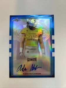 AIDAN HUTCHINSON 2018 Foglia Metallo Army Bowl AUTO Blu Rifrattore Prizm 35/50 - Foto 1 di 2