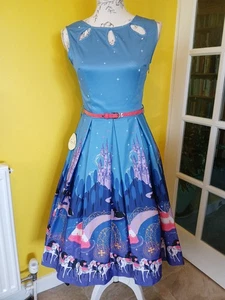 Lindy Bop Lily Princess Castle Print Swing Dress UK Size 8 (US Size 4) - Picture 1 of 16