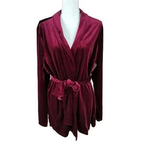 NEW SRV x FTF Plus Size 1 1X Burgundy Velvet Tie Waist Jacket - Picture 1 of 5