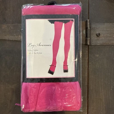 Leg Avenue Neon Pink Nylon Opaque  Tights 7300 One Size NWT - Image 1 of 2