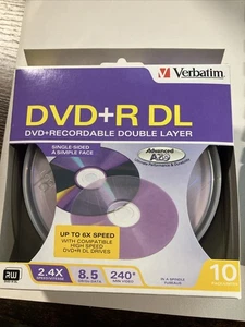 2x 10-pk Verbatim Dual Layer DVD+R Cakebox - 2.4x 8.5GB 240 mins w AZO #95166 - Picture 1 of 4