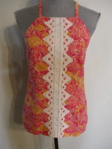 Lilly Pulitzer Jubilee FAB! Hillview Halter Fish Print Applique Tank Top Size 4 - Picture 1 of 7