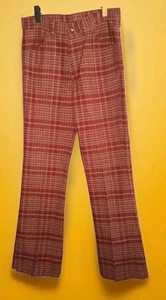 Vtg Rappers Authentic 70s Hippie Red Plaid Disco Mod Funky Original. 34x34 - Picture 1 of 11
