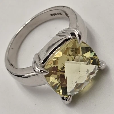 Solid Sterling Silver Square Band With Square Citrine Ring Size 7.0 Foto 1 de 4