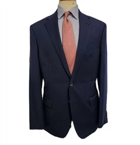 Joseph Abboud Blazer Mens 42R Navy Blue Reda Wool Hopsack Metal 2 Button Preppy - Imagen 1 de 9