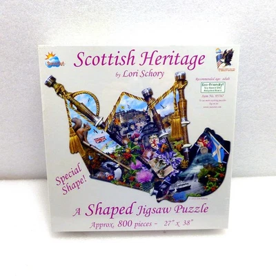 New Scottish Heritage Lori Schory puzzle 800 pc special shape bagpipes Sunsout - Image 1 of 4