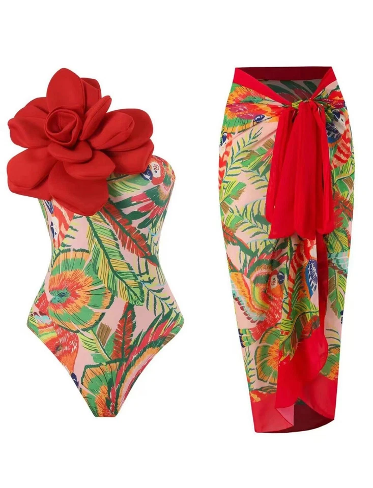 Conjunto de 2 piezas de bikini bata cubierta sexy tropical verano Miami traje de baño traje de baño Foto 1 de 1