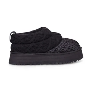 UGG TAZZ VILLA KNIT BLACK TEXTILE PLATFORM WOMEN'S SLIPPERS SIZE US 5/UK 3 NEW - Picture 1 of 5