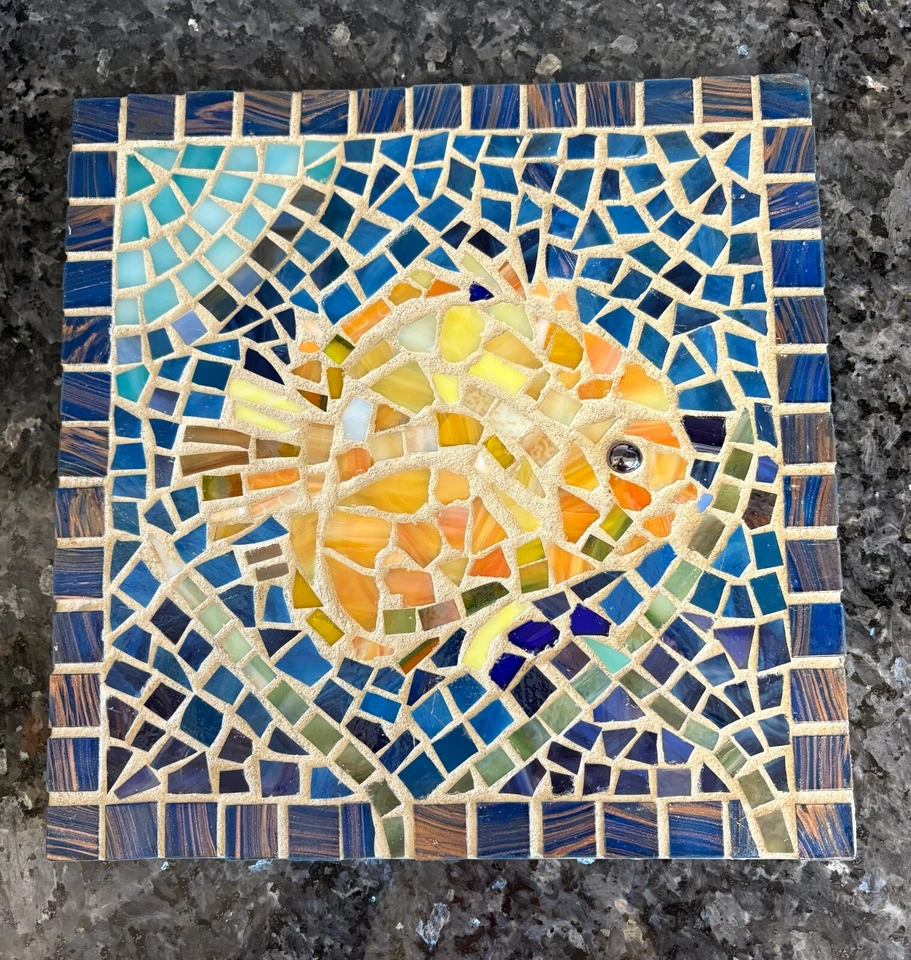 Mosaico azulejo peixe arte decoração de parede pedra degrau azulejo banheiro para piscina FEITO À MÃO - Imagem 1 de 3
