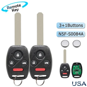 2 For 2006 2007 2008 2009 2010 2011 2012 2013 Honda Civic Remote Key Fob Uncut - Picture 1 of 8
