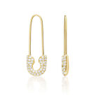 14KT Gold and Diamonds Safety Pin Threader Fashion Earrings — Available in Pairs