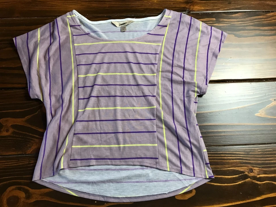 Camisa Decree, para mujer talla pequeña, morada, a rayas, manga corta Foto 1 de 4