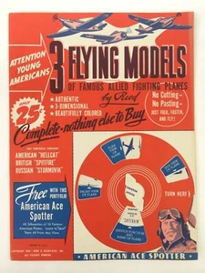 1944 - 3 FLYING MODEL PLANES - Paper Pop-Outs & Ace Spotter - Reed & Associates - Picture 1 of 9