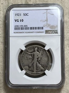 1921 Silver Walking Liberty Half Dollar NGC VG10 Key Date Great Look Wholesome - Picture 1 of 8