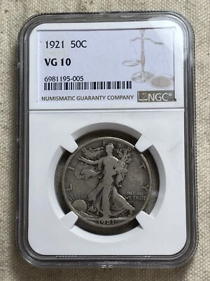 1921 Silver Walking Liberty Half Dollar NGC VG10 Key Date Great Look Wholesome - Image 1 of 4