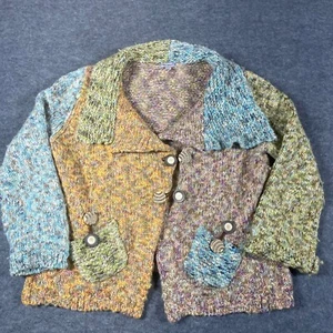 PBJ Sport Sweater Womens Extra Large XL Cardigan Colorful Heavyweight Pockets - Picture 1 of 15
