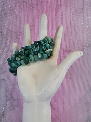 Multi-Strand Dyed Shell Stretch Bracelet Polished Shiny Blue-Green Teal Nuggets - Image 1 of 4