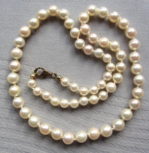 333 Gold Alte Salzwasser Perlen Kette Collier 49 cm Lang Akoya Halskette 26g - Bild 1 von 10