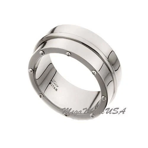 10mm Screws Design Wedding Band Engagement Titanium Ring Men Fashion Jewelry 8.5 - Image 1 of 1