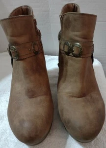 Sbicca Vintage Collection Women's Brown Faux Leather Ankle Boots Size 8.5 - Picture 1 of 7