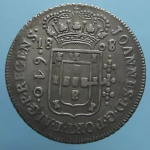 BRASILE JOAO VI 640 REIS 1808/7 SILVER COIN NUMISMATICA MONETA ARGENTO RARA - Imagen 1 de 2