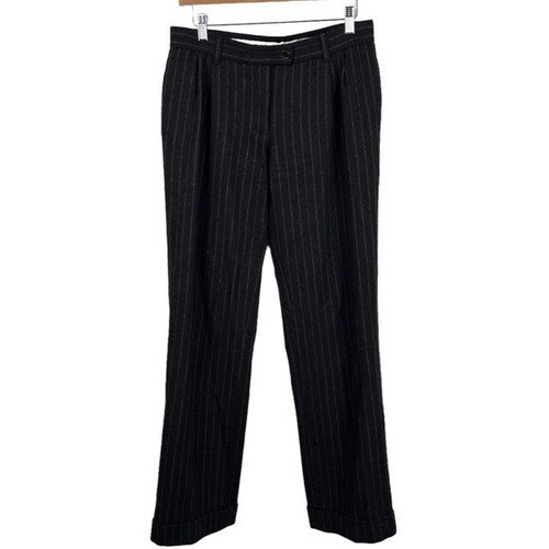 Pantaloni a gamba dritta Moschino CheapandChic marroni gessati misto lana vergine taglia 8
