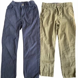 H.M Kids Boys Blue and Cream Straight Leg 2 Piece Belt Loops Pants Size 4 to 5 - Picture 1 of 9