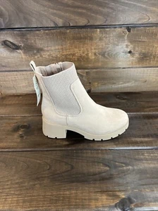 NEW No Boundaries Beige Knit Chelsea Ankle Boots Women Size 12 Wide - Picture 1 of 16