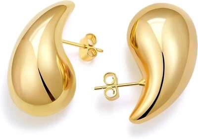 ARETES BOTTEGA (forma De Gota) Baño en 24k de alta duración hipoalergénico. - Image 1 of 4