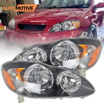 For 2003-2008 Toyota Corolla Headlights Housing Black Clear Lens Set Left+Right - Image 1 of 4